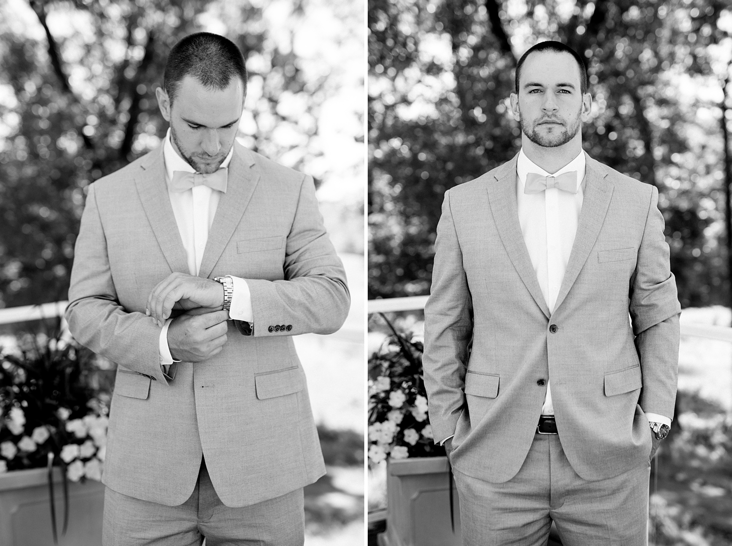 Romantic Garden Themed, Peach and Coral Summertime Wedding by Erika Christine Photography. Groom Portraits